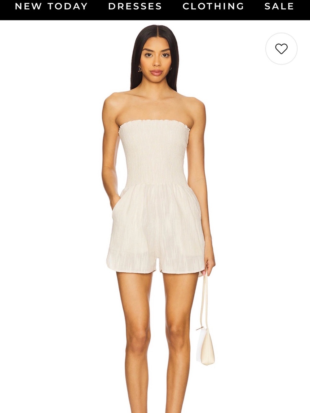 Peixoto Strapless Torey Romper in Beige Canvas